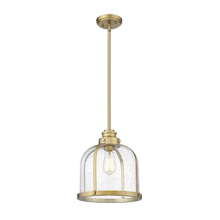 Z-Lite Burren 1 Light Pendant, Heritage Brass And Clear Seedy 337P12HBR